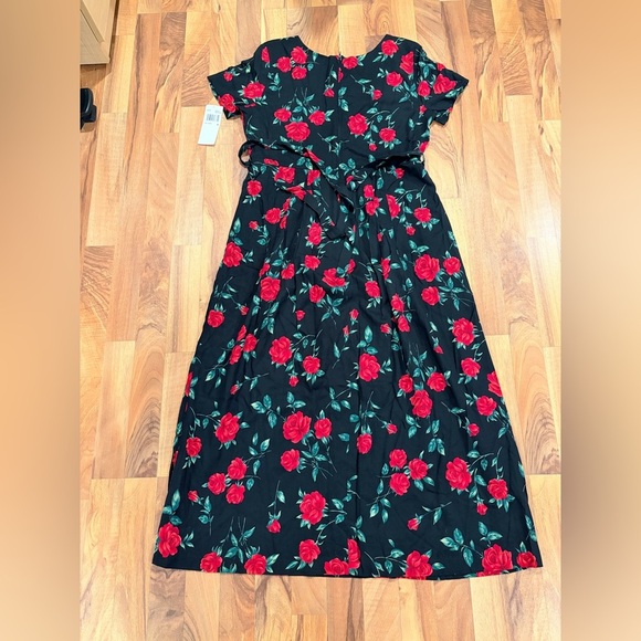 Erika Black Maxi Dress with Red Floral Design - Picture 4 of 8